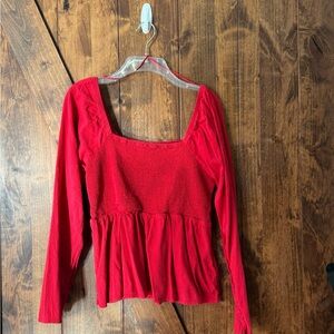 Old Navy Red Long Sleeve Blouse